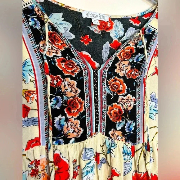 Patrons of Peace Boho Floral Mini Dress Size XS - Picture 6 of 11